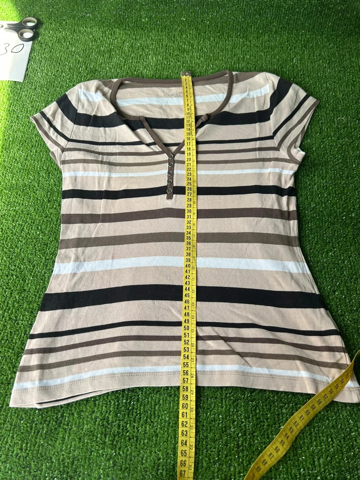 T-shirt listrado bege vintage Caroll tamanho 40 – photo 7